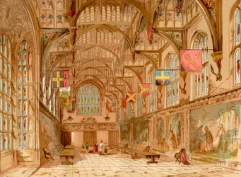 Die Große Halle, Hampton Court Palace, London, England, aus Old England: A Pictorial Museum, veröffentlicht 1847